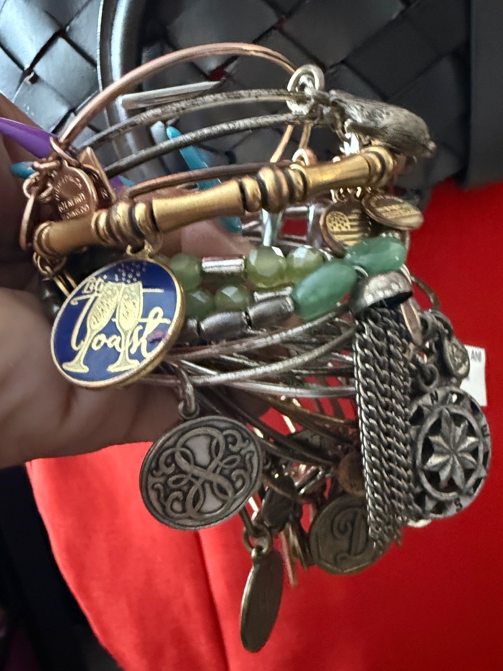ALEX and ANI 5/25 or $8 Each Vintage Mixed Gold Silver Rose Charm Bracelets - Picture 6 of 8